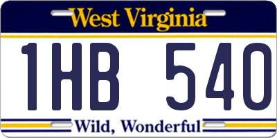 WV license plate 1HB540