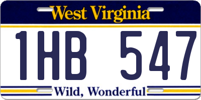 WV license plate 1HB547