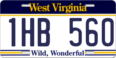 WV license plate 1HB560
