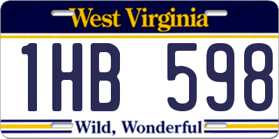 WV license plate 1HB598