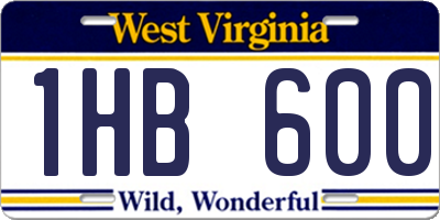 WV license plate 1HB600