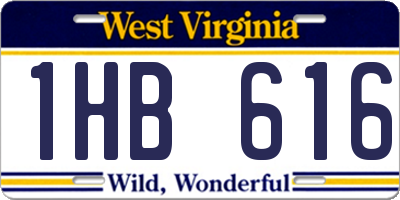 WV license plate 1HB616