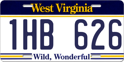 WV license plate 1HB626