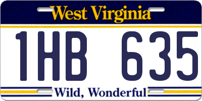 WV license plate 1HB635
