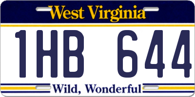 WV license plate 1HB644