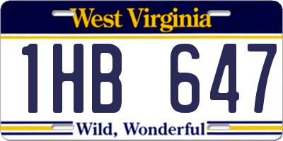 WV license plate 1HB647