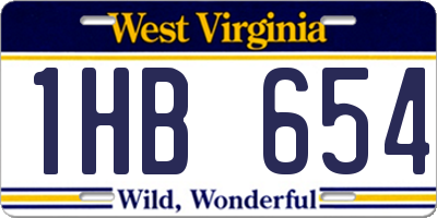 WV license plate 1HB654