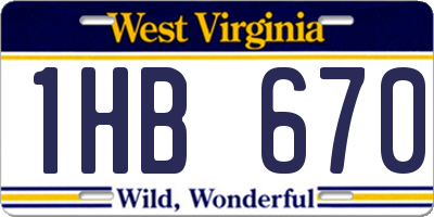WV license plate 1HB670