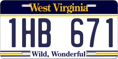 WV license plate 1HB671