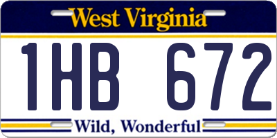 WV license plate 1HB672
