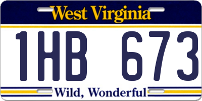 WV license plate 1HB673
