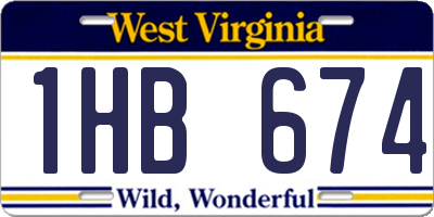 WV license plate 1HB674