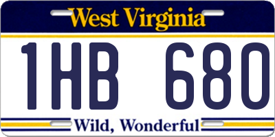 WV license plate 1HB680