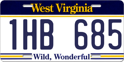 WV license plate 1HB685