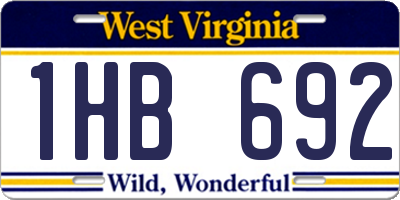 WV license plate 1HB692