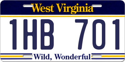 WV license plate 1HB701