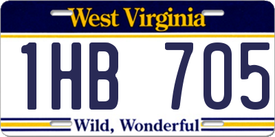 WV license plate 1HB705