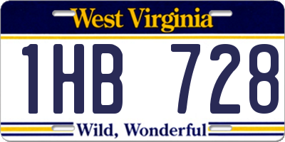 WV license plate 1HB728