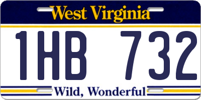 WV license plate 1HB732