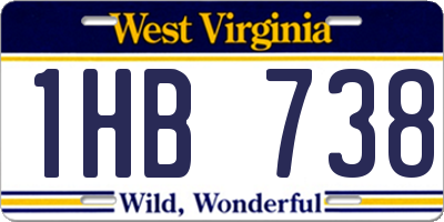 WV license plate 1HB738