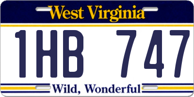 WV license plate 1HB747