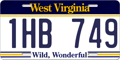 WV license plate 1HB749