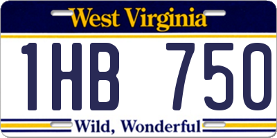 WV license plate 1HB750