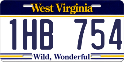 WV license plate 1HB754