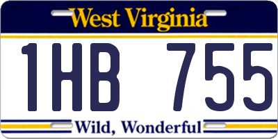 WV license plate 1HB755