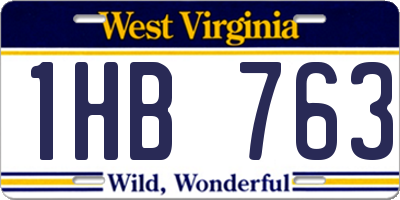 WV license plate 1HB763