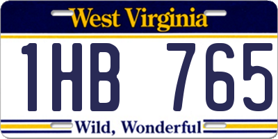 WV license plate 1HB765