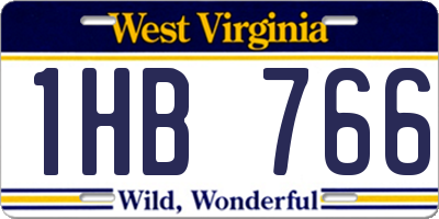 WV license plate 1HB766