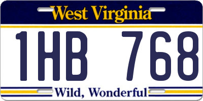 WV license plate 1HB768
