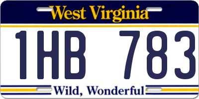 WV license plate 1HB783
