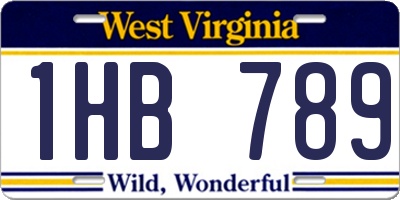 WV license plate 1HB789