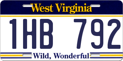 WV license plate 1HB792