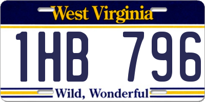 WV license plate 1HB796