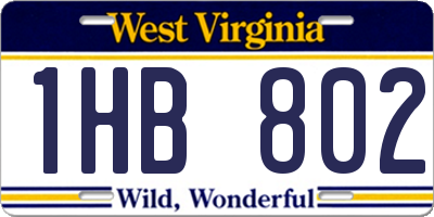 WV license plate 1HB802
