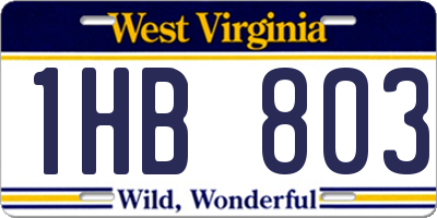 WV license plate 1HB803