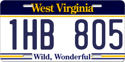 WV license plate 1HB805