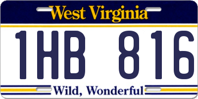 WV license plate 1HB816