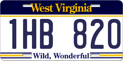 WV license plate 1HB820