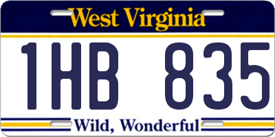 WV license plate 1HB835