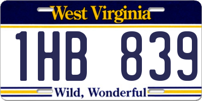 WV license plate 1HB839
