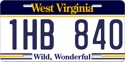 WV license plate 1HB840