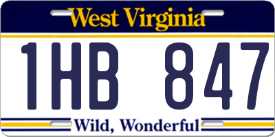 WV license plate 1HB847