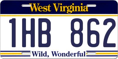 WV license plate 1HB862