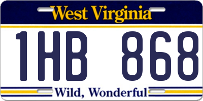 WV license plate 1HB868