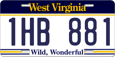 WV license plate 1HB881