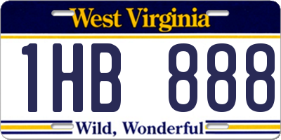 WV license plate 1HB888